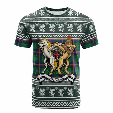 Young Clan Tartan Crest Christmas Cotton T-shirt Coat of Arms Funny Style