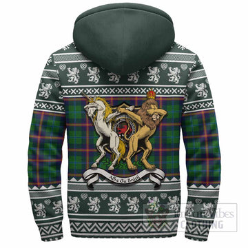 Young Clan Tartan Crest Christmas Fleece Hoodie Coat of Arms Funny Style