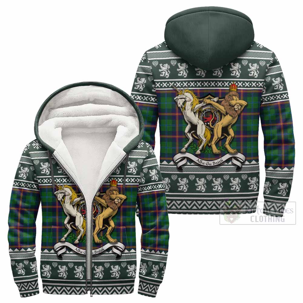 Young Clan Tartan Crest Christmas Fleece Hoodie Coat of Arms Funny Style - Tartan Vibes Clothing
