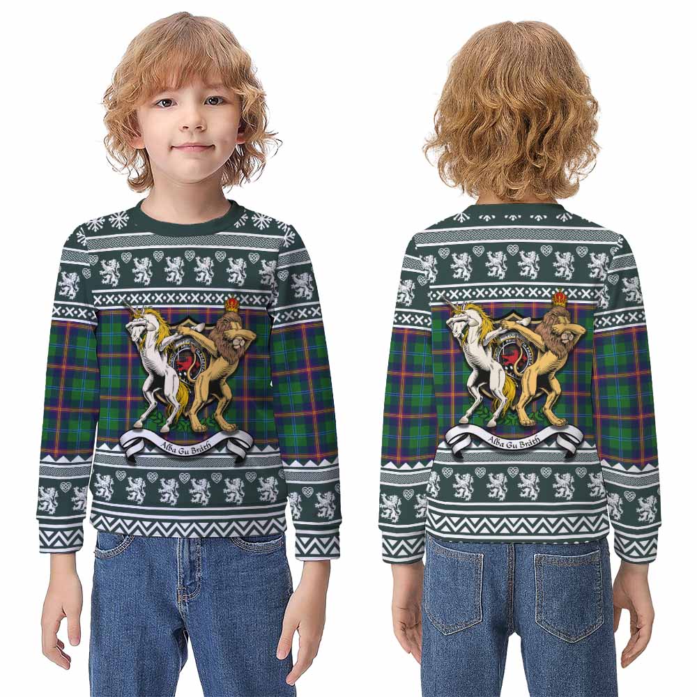Young Clan Tartan Crest Christmas Kid Ugly Sweatshirt Coat of Arms Funny Style - Tartan Vibes Clothing