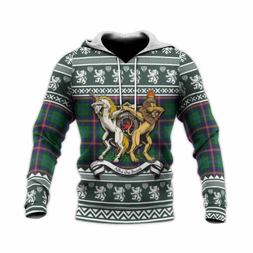 Young Clan Tartan Crest Christmas Knitted Hoodie Coat of Arms Funny Style - Tartan Vibes Clothing