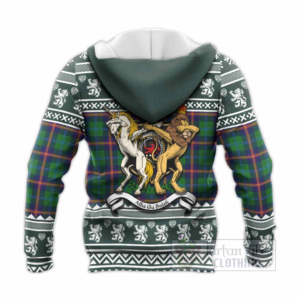 Young Clan Tartan Crest Christmas Knitted Hoodie Coat of Arms Funny Style - Tartan Vibes Clothing