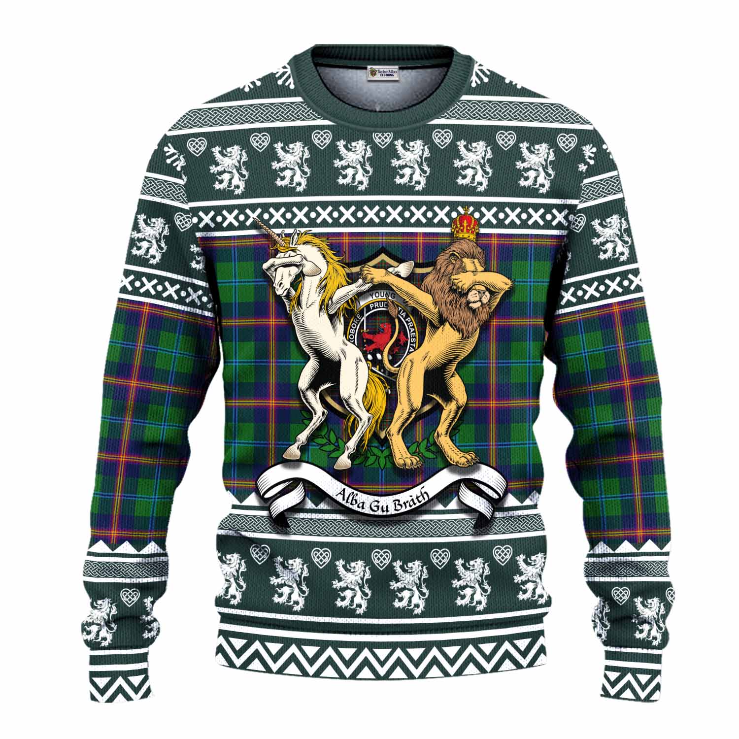 Young Clan Tartan Crest Christmas Ugly Sweater Coat of Arms Funny Style - Tartan Vibes Clothing