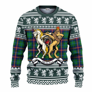 Young Clan Tartan Crest Christmas Ugly Sweater Coat of Arms Funny Style