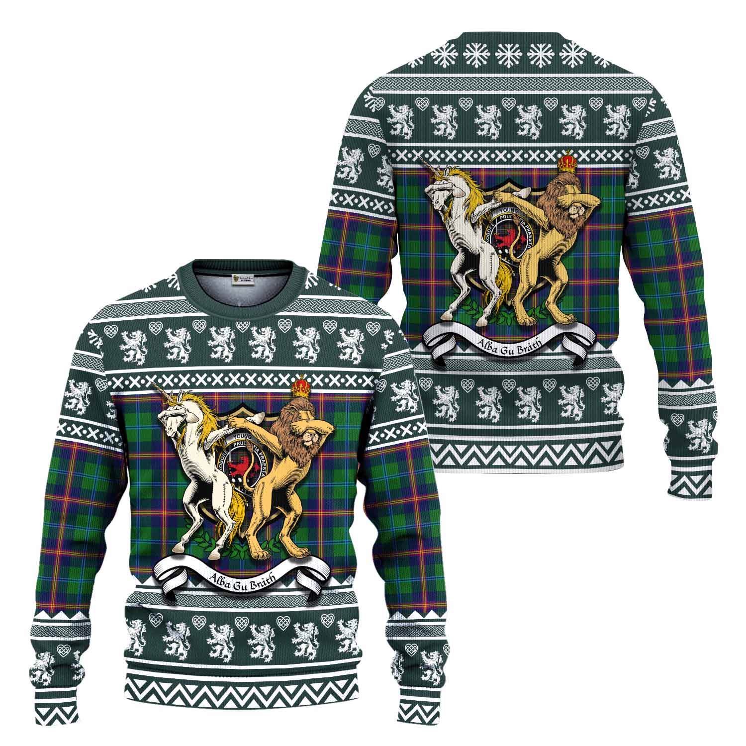 Young Clan Tartan Crest Christmas Ugly Sweater Coat of Arms Funny Style - Tartan Vibes Clothing