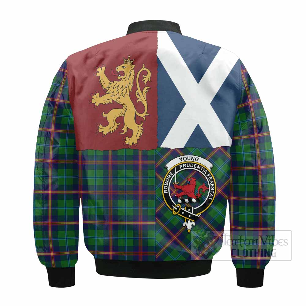 Young Crest Tartan Bomber Jacket with Lion Rampant Saltire Style