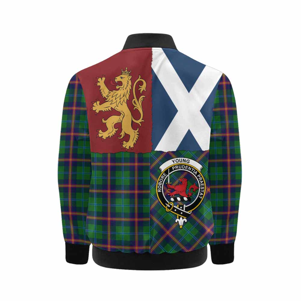 Young Crest Tartan Kid Bomber Jacket with Lion Rampant Saltire Style - Tartan Vibes Clothing