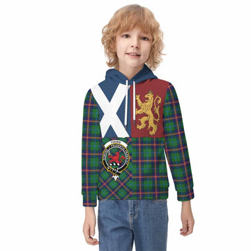 Young Crest Tartan Kid Hoodie with Lion Rampant Saltire Style - Tartan Vibes Clothing