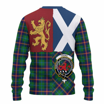Young Crest Tartan Knitted Sweater with Lion Rampant Saltire Style