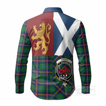 Young Crest Tartan Long Sleeve Button Shirts with Lion Rampant Saltire Style