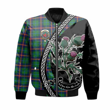 Young Family Crest Tartan Bomber Jacket Alba Thistle Inspired
