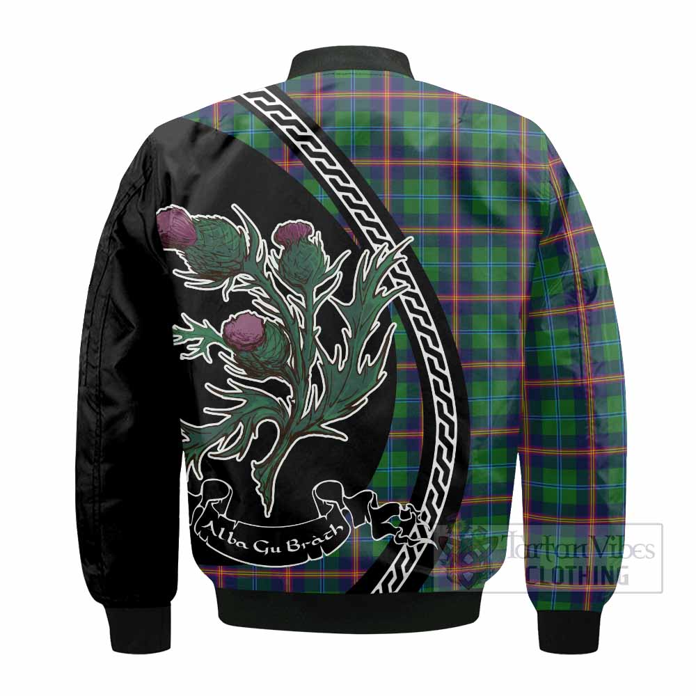 Young Family Crest Tartan Bomber Jacket Alba Thistle Inspired - Tartan Vibes Clothing