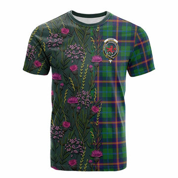 Young Family Crest Tartan Cotton T-shirt Scottish Thistle Flower Pattern Half Style - Tartan Vibes Clothing