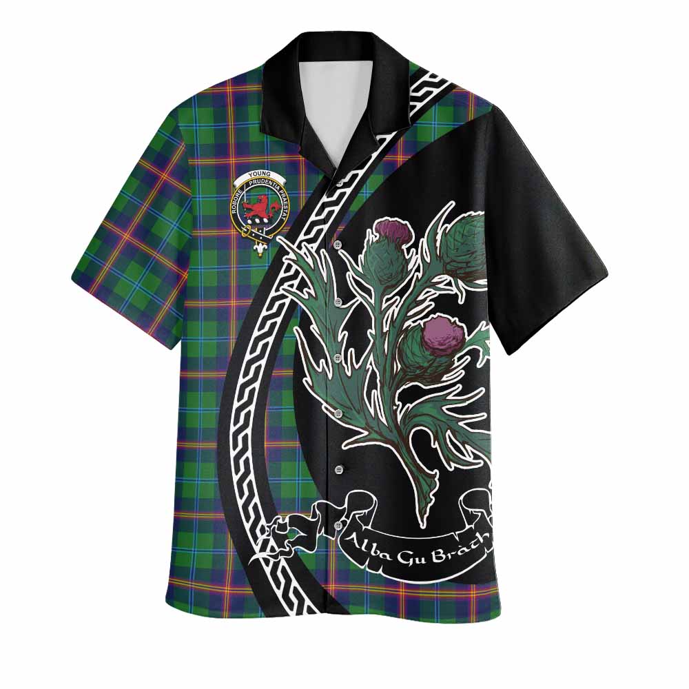 Young Family Crest Tartan Hawaiian Shirt Alba Thistle Inspired - Tartan Vibes Clothing