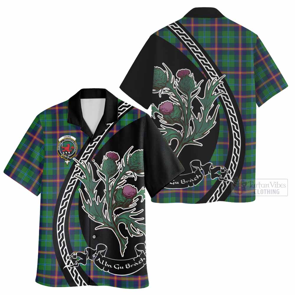 Young Family Crest Tartan Hawaiian Shirt Alba Thistle Inspired - Tartan Vibes Clothing