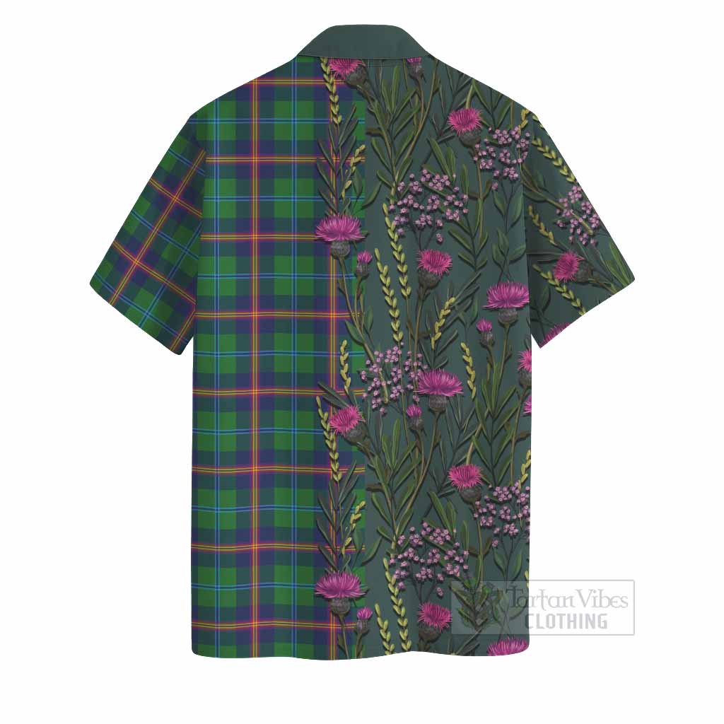 Young Family Crest Tartan Hawaiian Shirt Scottish Thistle Flower Pattern Half Style - Tartan Vibes Clothing