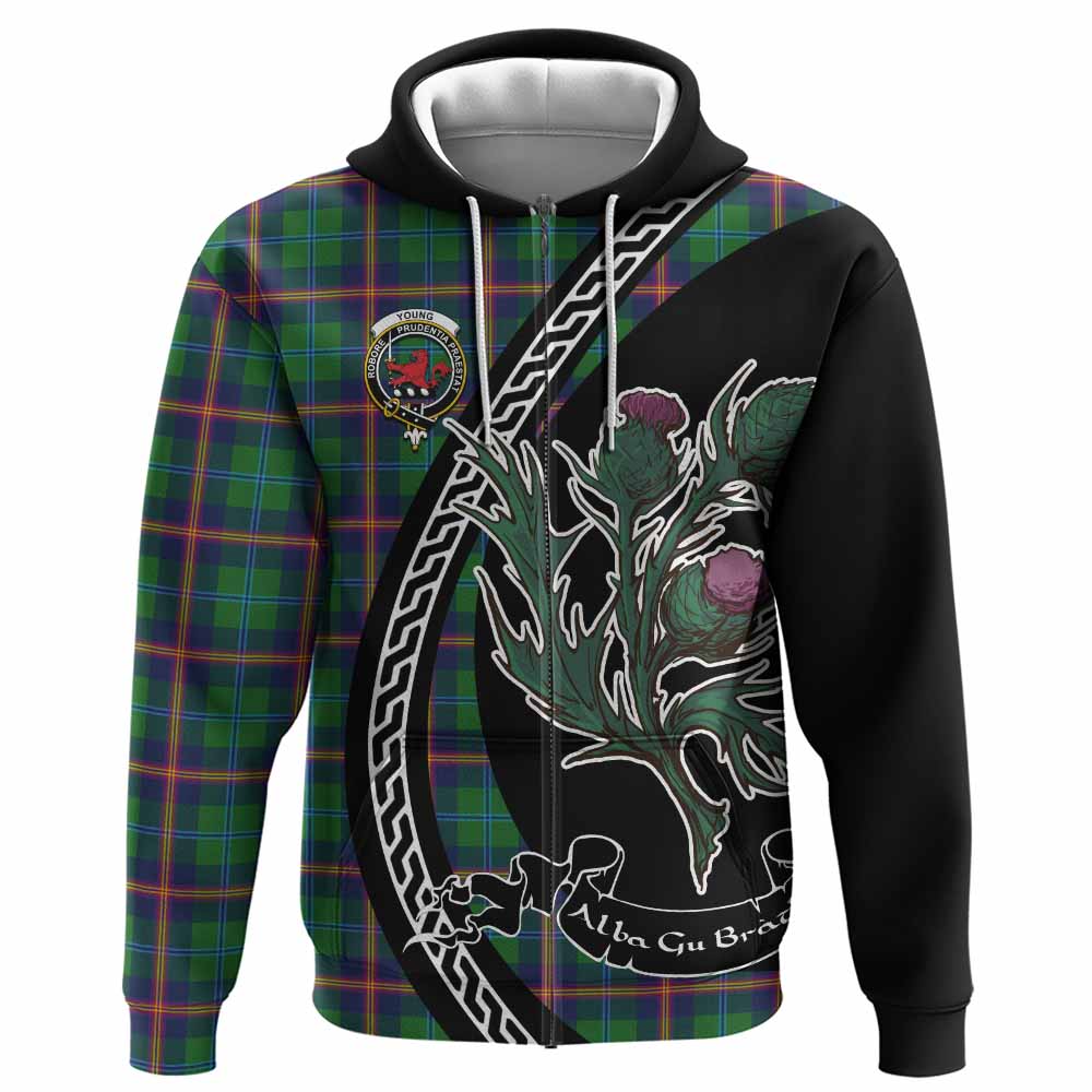 Young Family Crest Tartan Hoodie Alba Thistle Inspired - Tartan Vibes Clothing