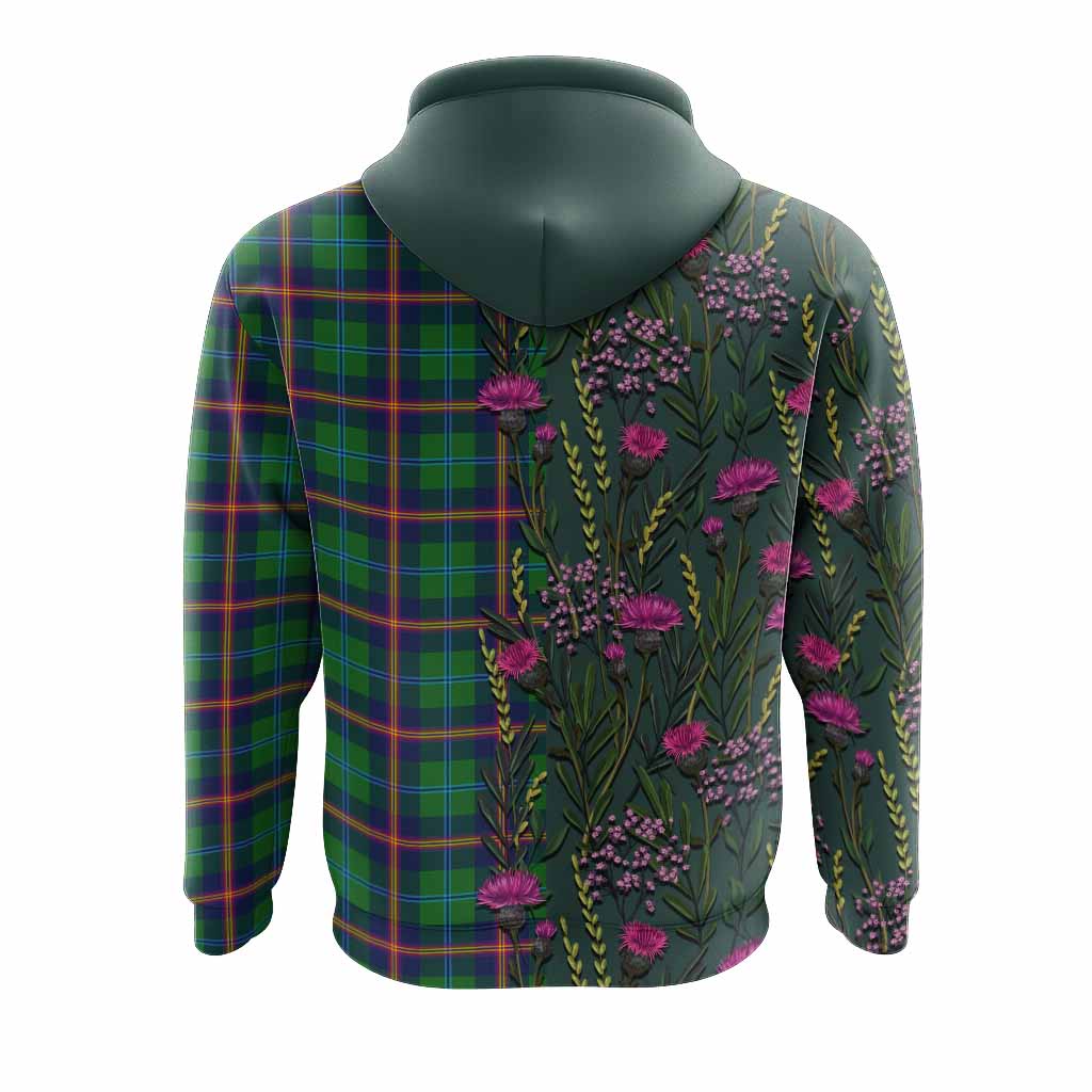 Young Family Crest Tartan Hoodie Scottish Thistle Flower Pattern Half Style - Tartan Vibes Clothing