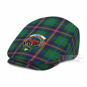Young Family Crest Tartan Jeff Cap, Tartan Flat Cap