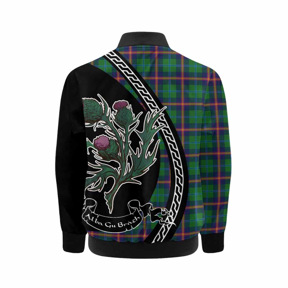 Young Family Crest Tartan Kid Bomber Jacket Alba Thistle Inspired - Tartan Vibes Clothing