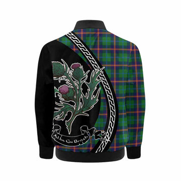 Young Family Crest Tartan Kid Bomber Jacket Alba Thistle Inspired - Tartan Vibes Clothing