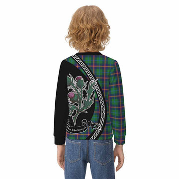 Young Family Crest Tartan Kid Knitted Sweatshirt Alba Thistle Inspired - Tartan Vibes Clothing