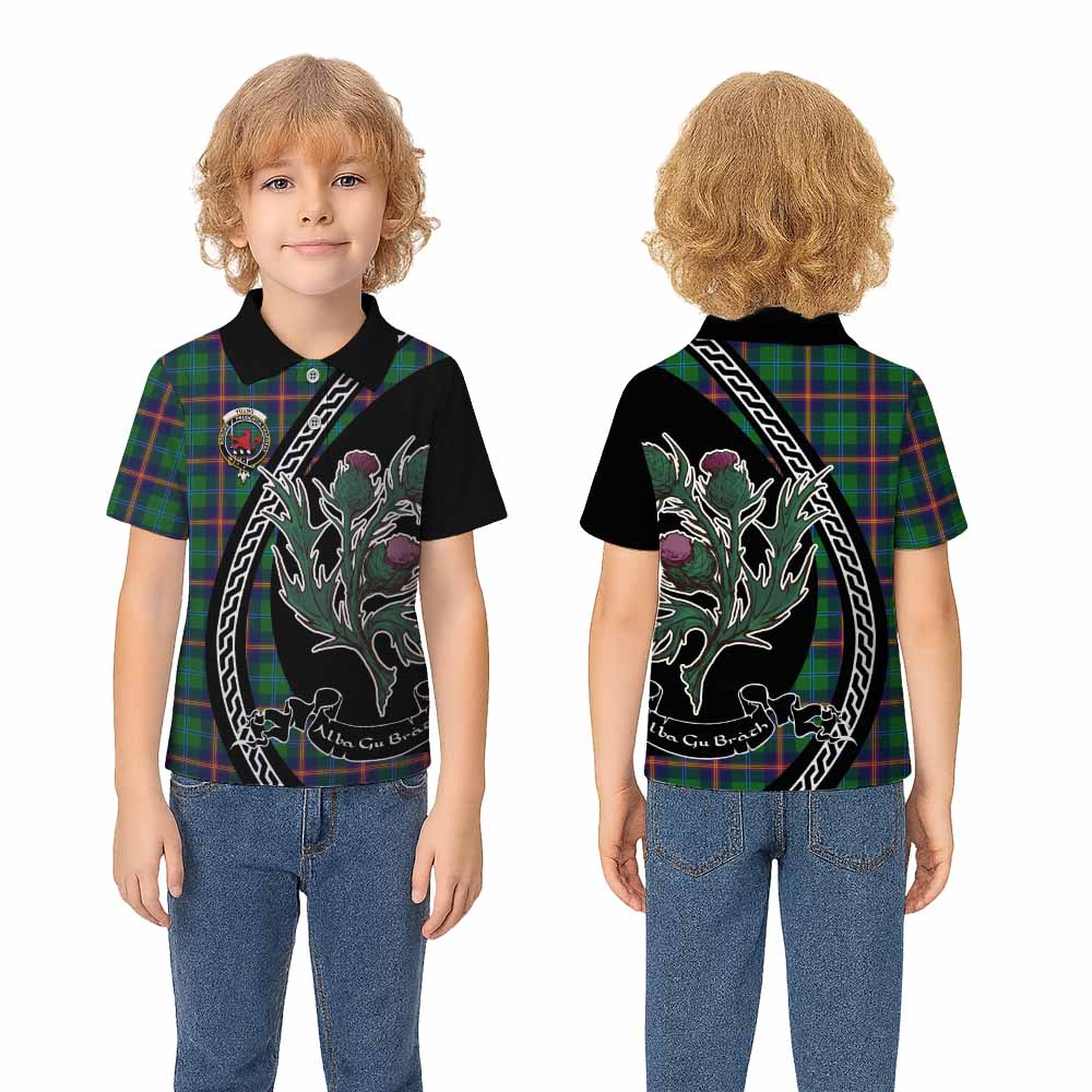 Young Family Crest Tartan Kid Polo Shirt Alba Thistle Inspired - Tartan Vibes Clothing