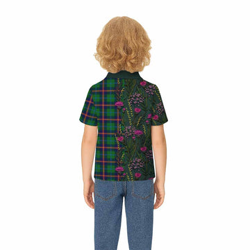 Young Family Crest Tartan Kid Polo Shirt Scottish Thistle Flower Pattern Half Style - Tartan Vibes Clothing