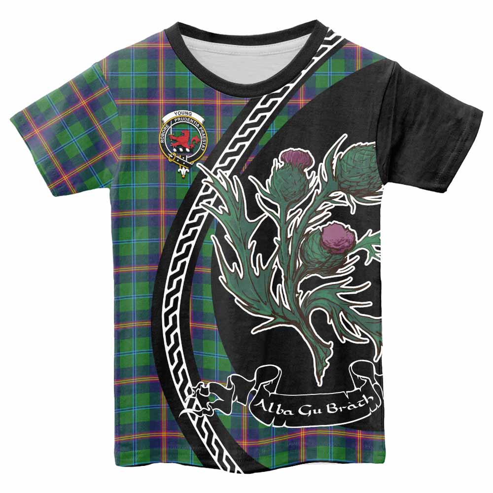 Young Family Crest Tartan Kid T-shirt Alba Thistle Inspired - Tartan Vibes Clothing