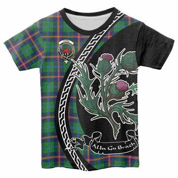 Young Family Crest Tartan Kid T-shirt Alba Thistle Inspired - Tartan Vibes Clothing