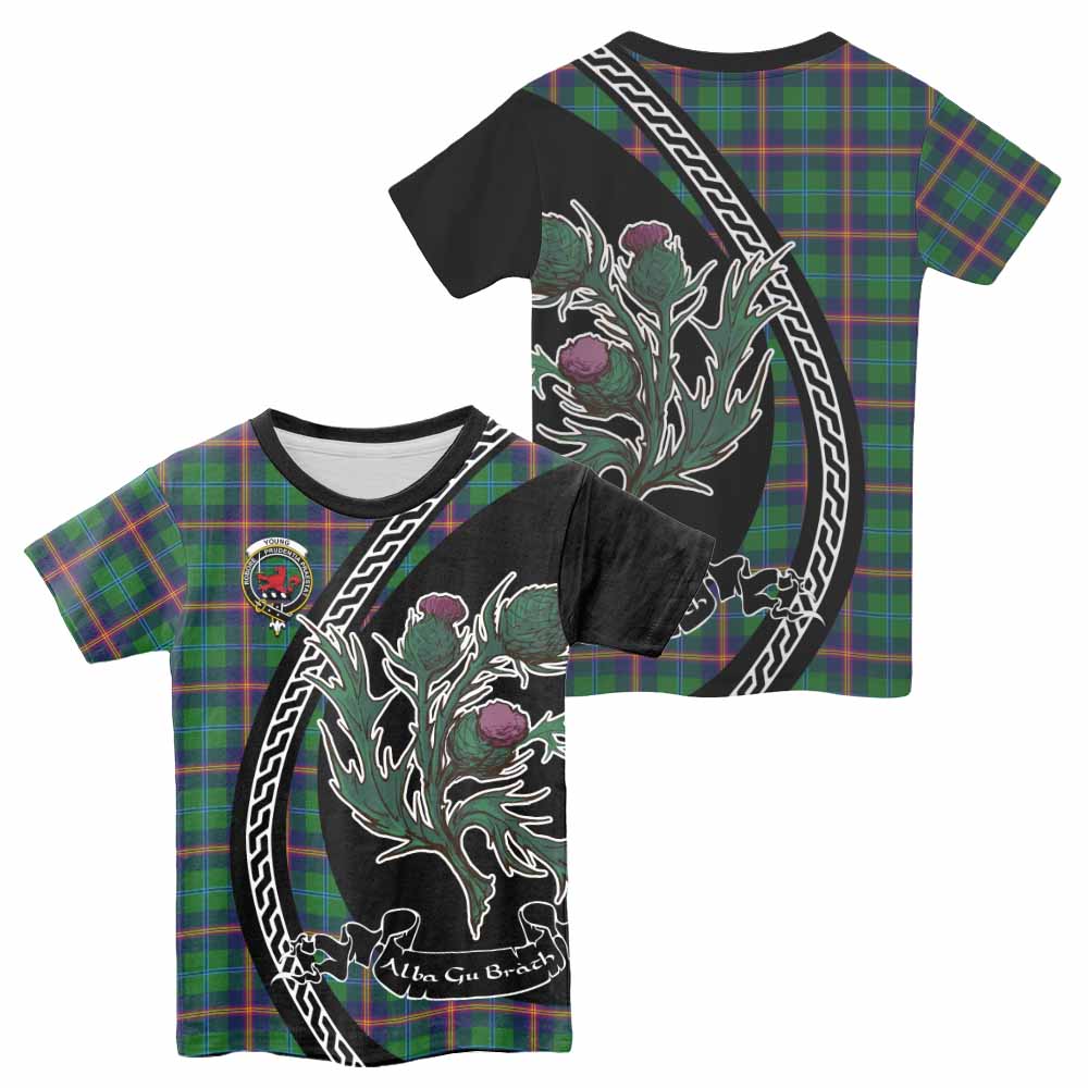 Young Family Crest Tartan Kid T-shirt Alba Thistle Inspired - Tartan Vibes Clothing