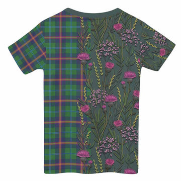Young Family Crest Tartan Kid T-shirt Scottish Thistle Flower Pattern Half Style - Tartan Vibes Clothing