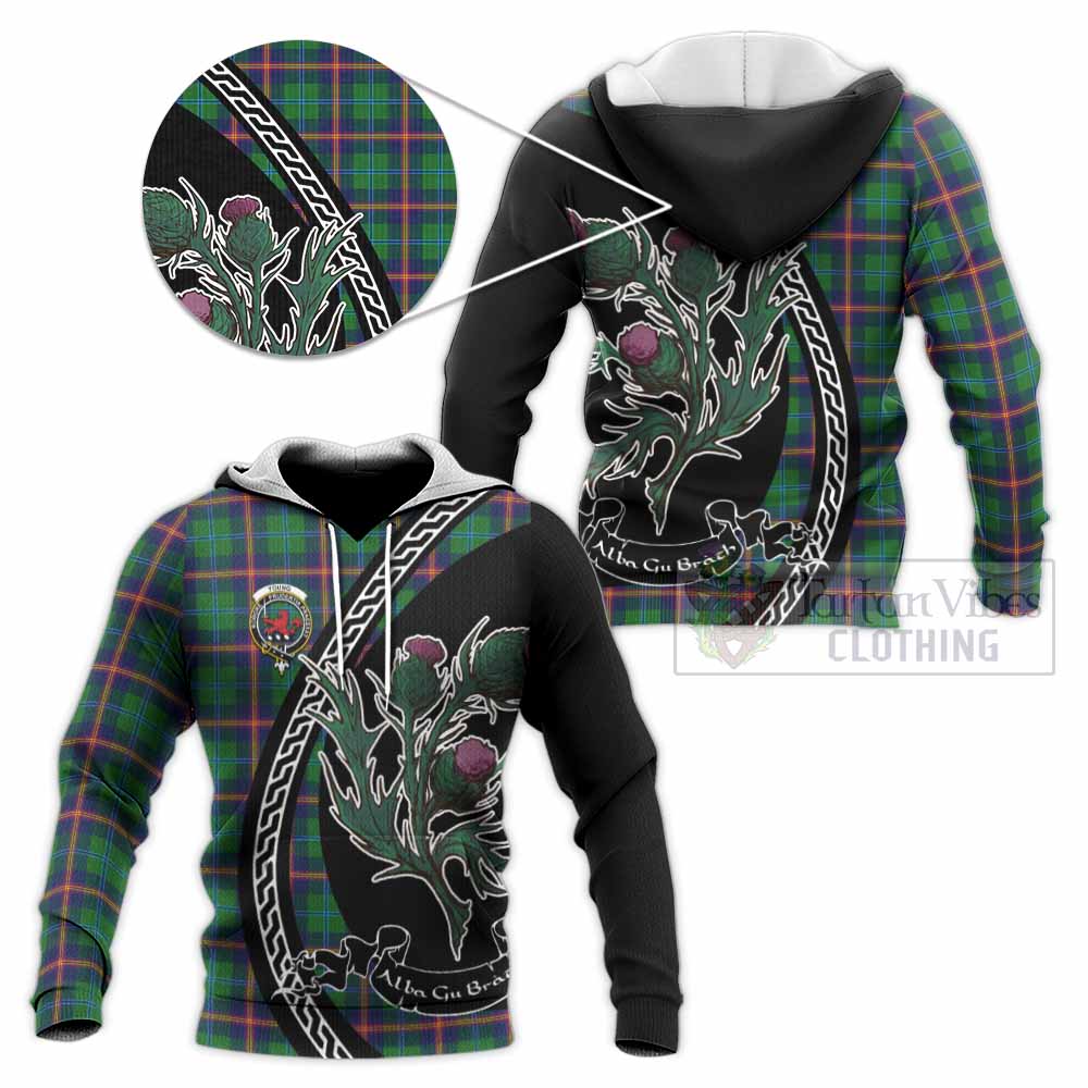 Young Family Crest Tartan Knitted Hoodie Alba Thistle Inspired - Tartan Vibes Clothing