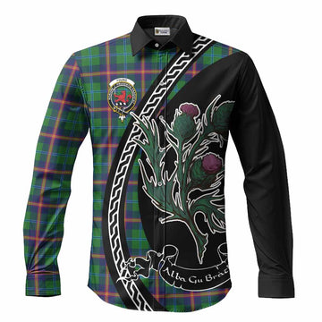 Young Family Crest Tartan Long Sleeve Button Shirts Alba Thistle Inspired
