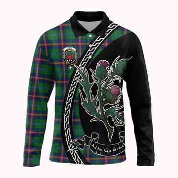 Young Family Crest Tartan Long Sleeve Polo Shirt Alba Thistle Inspired
