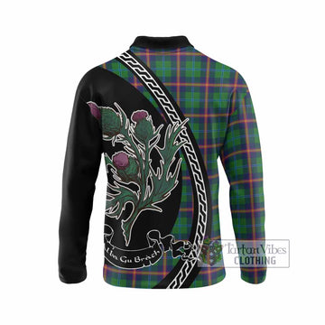 Young Family Crest Tartan Long Sleeve Polo Shirt Alba Thistle Inspired
