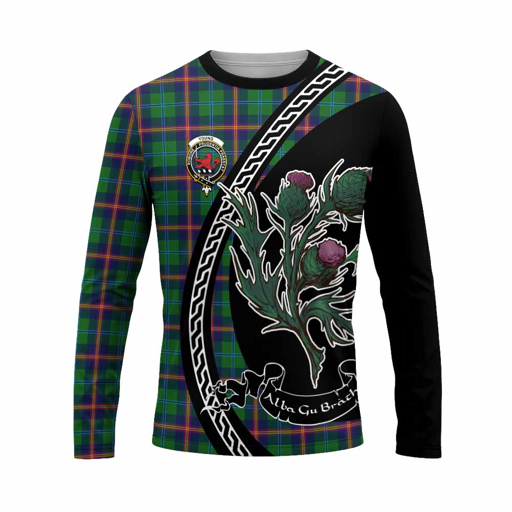 Young Family Crest Tartan Long Sleeve T-Shirt Alba Thistle Inspired - Tartan Vibes Clothing