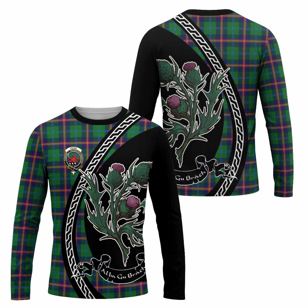 Young Family Crest Tartan Long Sleeve T-Shirt Alba Thistle Inspired - Tartan Vibes Clothing