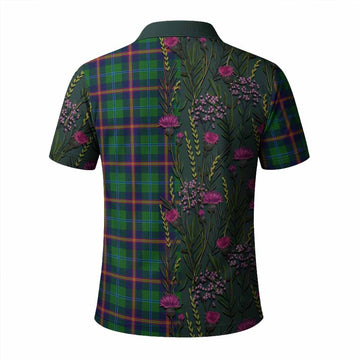 Young Family Crest Tartan Polo Shirt Scottish Thistle Flower Pattern Half Style