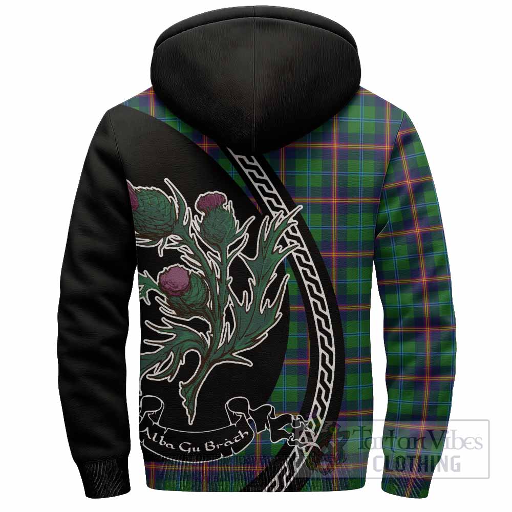 Young Family Crest Tartan Sherpa Hoodie Alba Thistle Inspired - Tartan Vibes Clothing