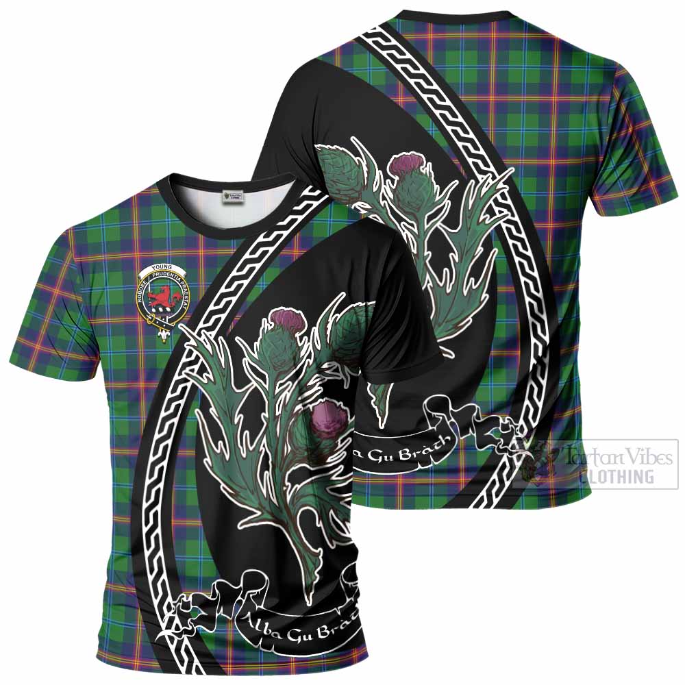 Young Family Crest Tartan T-Shirt Alba Thistle Inspired - Tartan Vibes Clothing