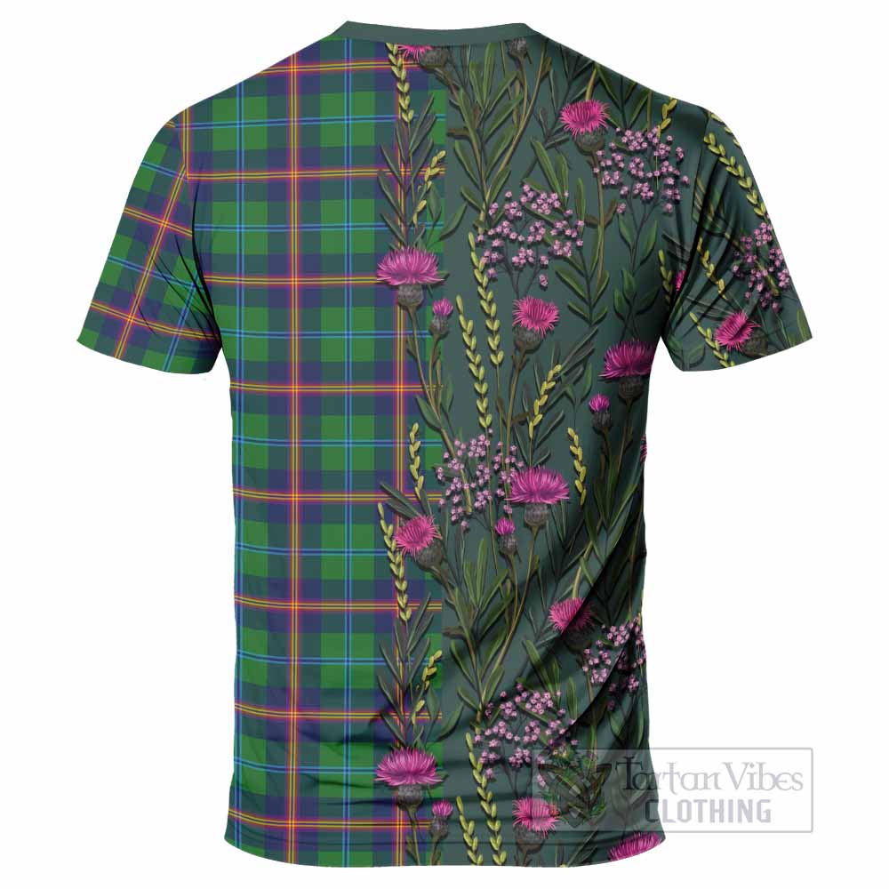Young Family Crest Tartan T-Shirt Scottish Thistle Flower Pattern Half Style - Tartan Vibes Clothing