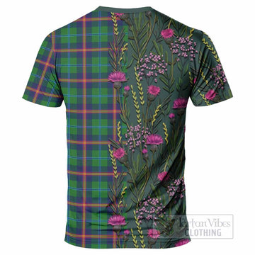 Young Family Crest Tartan T-Shirt Scottish Thistle Flower Pattern Half Style - Tartan Vibes Clothing