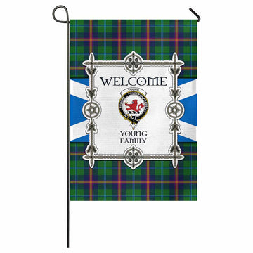 Young Family Crest Tartan Welcome Garden Flag Saltire Harmony Style - Tartan Vibes Clothing