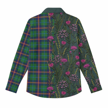 Young Family Crest Tartan Women Casual Shirt Scottish Thistle Flower Pattern Half Style - Tartan Vibes Clothing