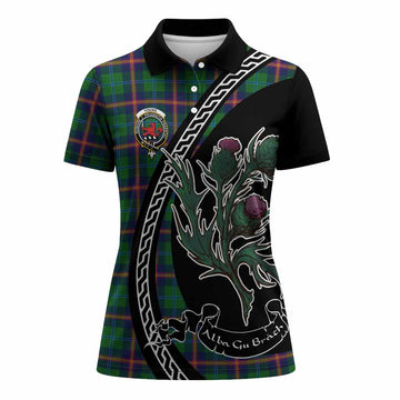 Young Family Crest Tartan Women Polo Shirt Alba Thistle Inspired