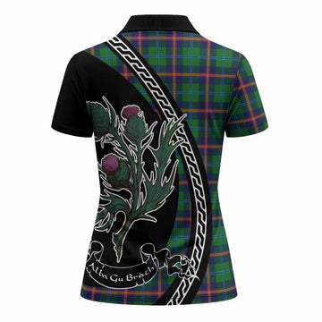 Young Family Crest Tartan Women Polo Shirt Alba Thistle Inspired