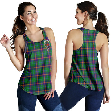 Young Modern Tartan Women Racerback Tanks with Family Crest