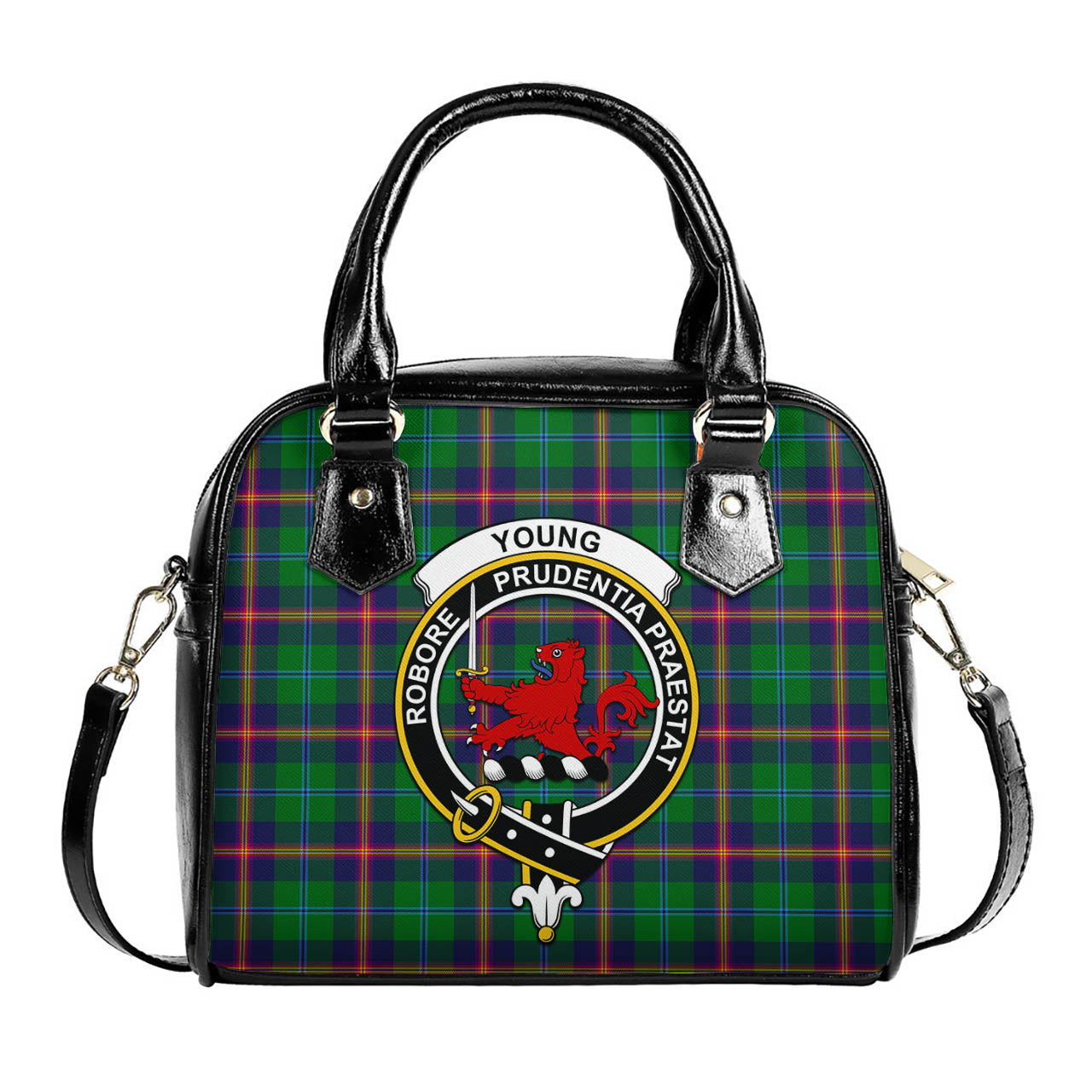 Young Modern Tartan Shoulder Handbags with Family Crest One Size 6*25*22 cm - Tartanvibesclothing