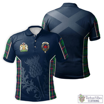 Young Tartan Men's Polo Shirt with Family Crest and Scottish Thistle Vibes Sport Style